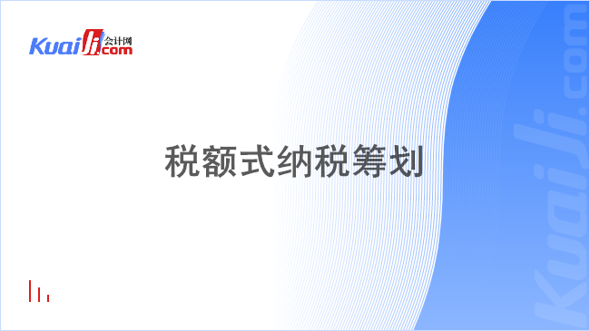 税额式纳税筹划